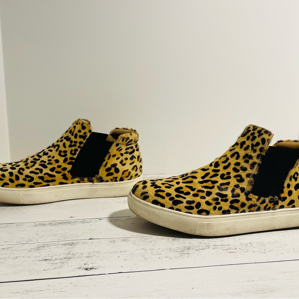 Leopard Print genuine leather Slip-On Sneaker flat SO COMFY